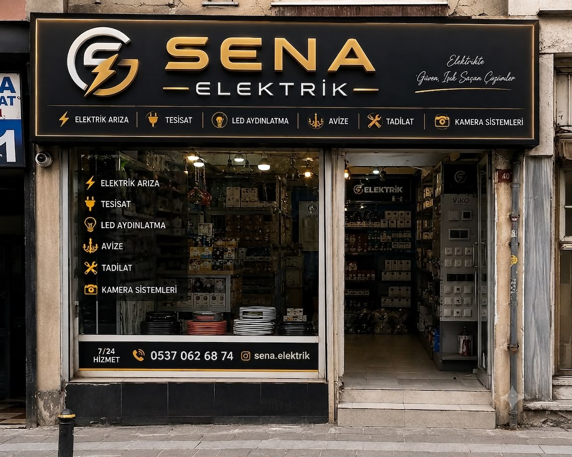Sena Elektrik dükkânı, elektrik malzemeleri ve aydınlatma ürünleri